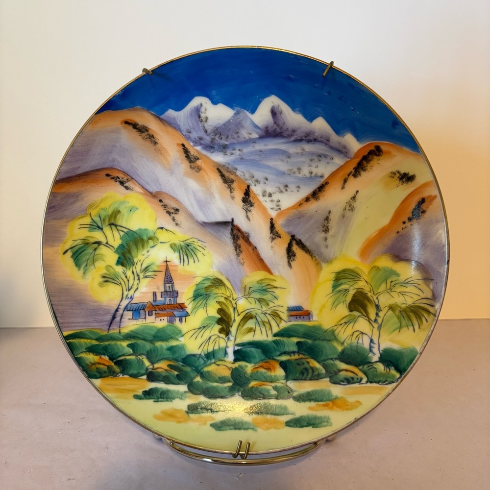 Vintage Hand Painted Porcelain Plate Palm Springs California Wales China Japan